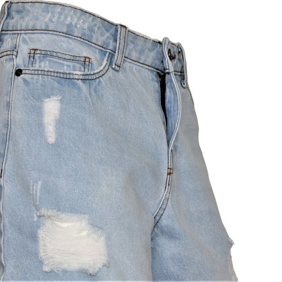 Noisy May Smiley Destroy Blue Denim Shorts Size XS - Picture 5 of 9